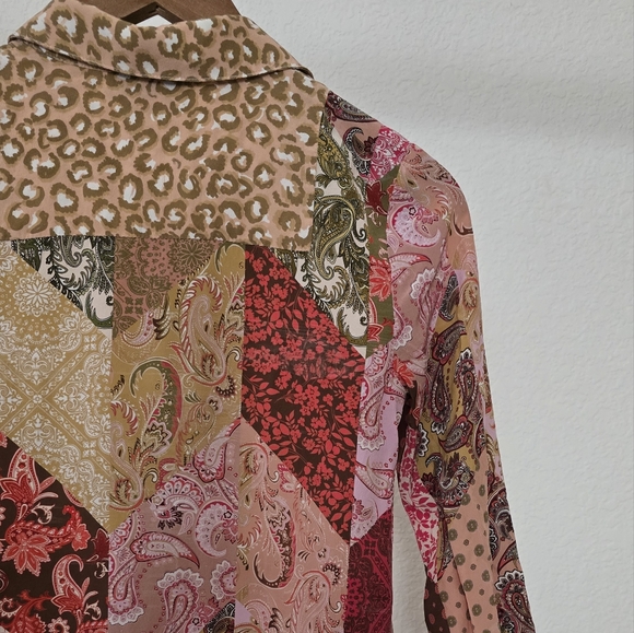 Kachel x Anthropologie Benedetta Patchwork Silk Tunic Dress in Pink Combo Size 2 - Picture 7 of 13